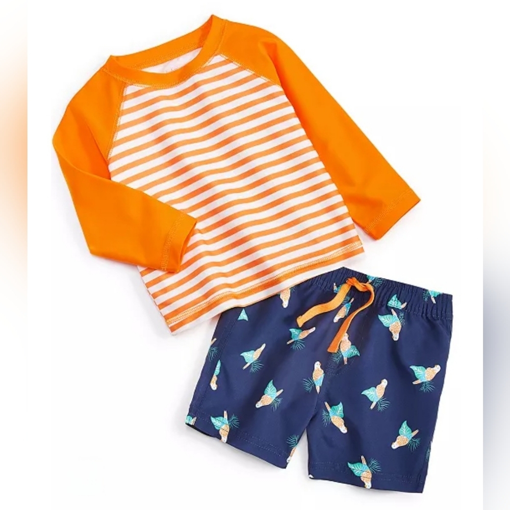 First Impressions Toddler Boys Toucan Swim Shirt and Shorts UPF 50, 2 Piece Set